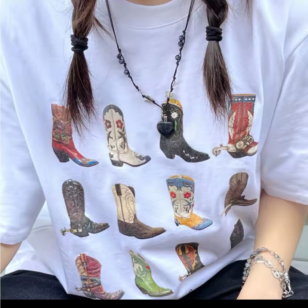 White Cowboy Boot Tee